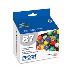 4x Cartouches d'encre d'origine OEM Epson T087020 (T0870) Gloss Optimizer (4pack) 