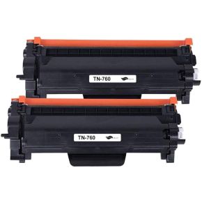 2x Brother TN730 / TN760 Cartouches Toner Laser Noir Compatibles Haut Rendement